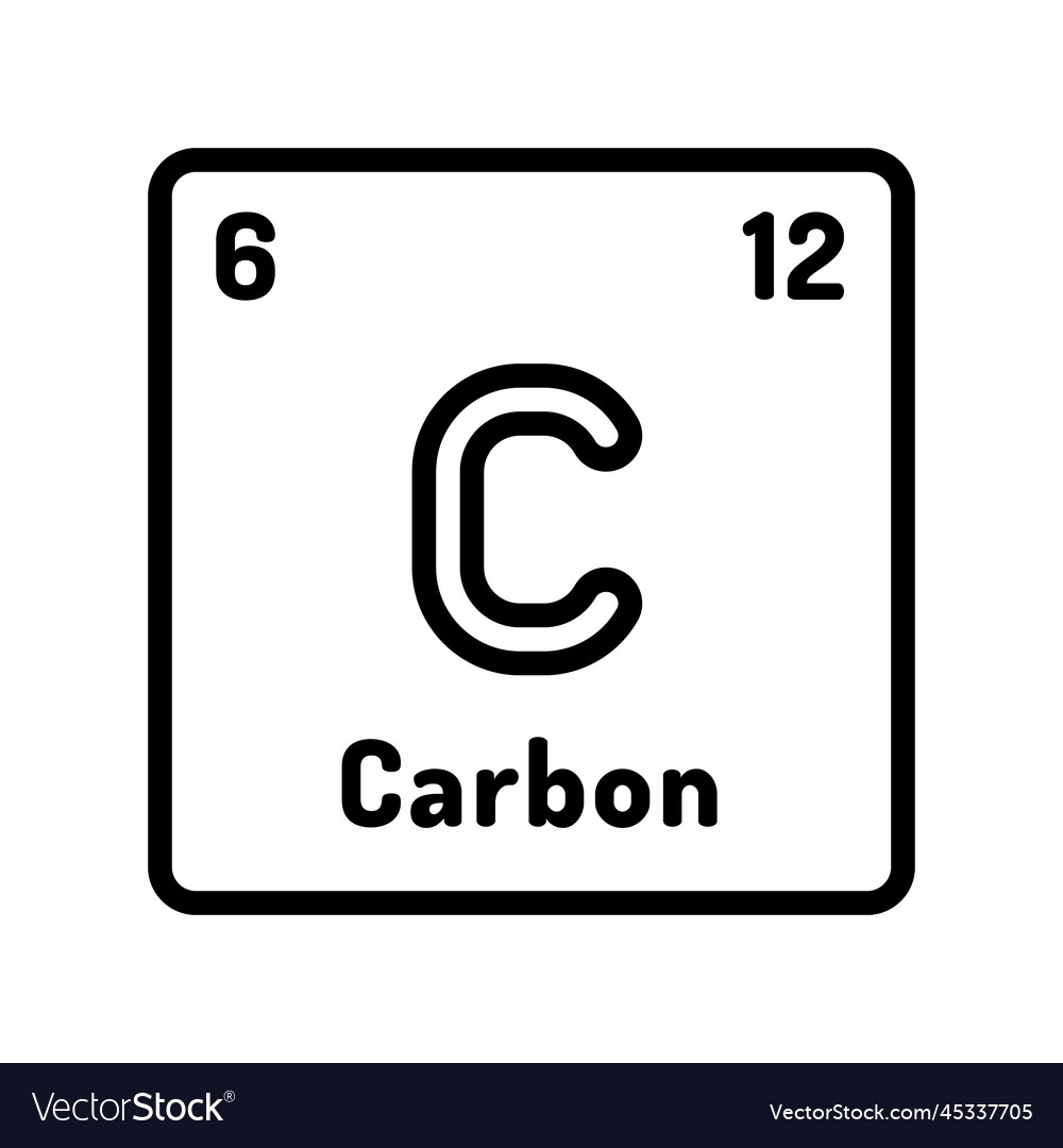 Carbon chemical element line icon vector image Carbon chemical element line icon