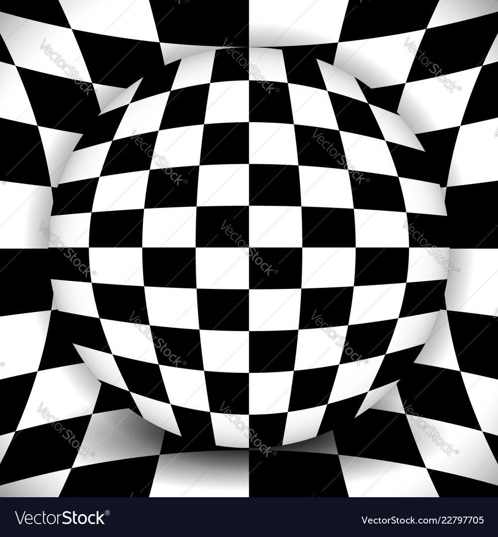 Checkered composition - sphere over distorted Vector Image Checkered composition - sphere over distorted