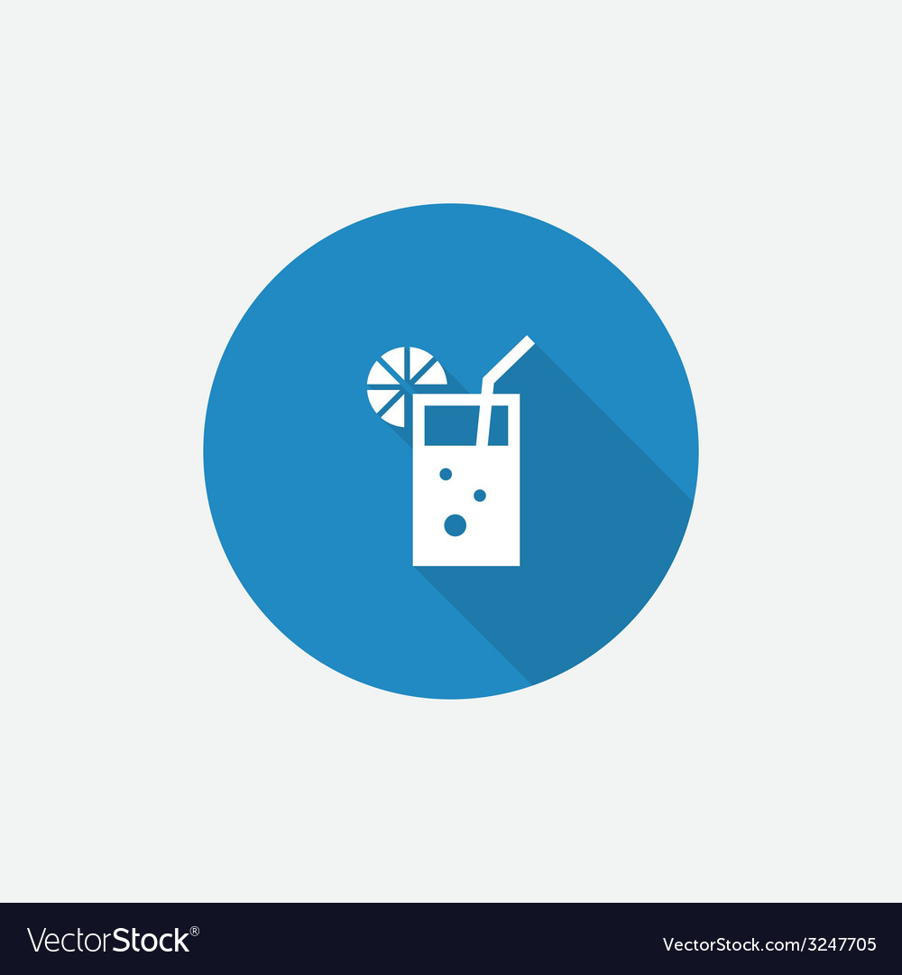 Cocktail flat blue simple icon with long shadow