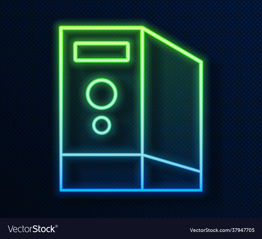 Glowing neon line case computer icon isolated