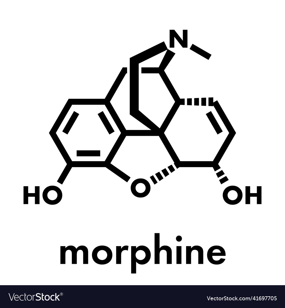 Morphine Pain Drug Molecule Highly Addictive Vector Image