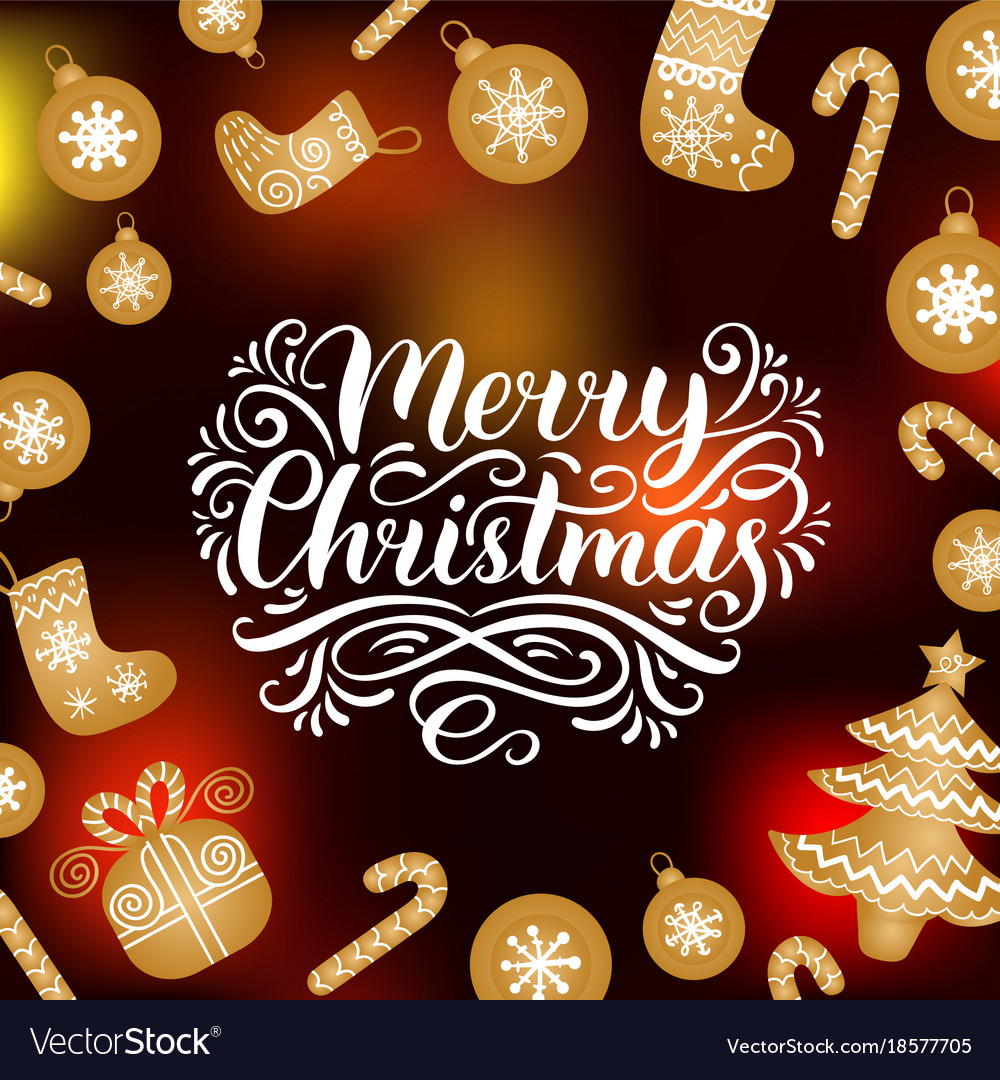 Ornate merry christmas lettering with new