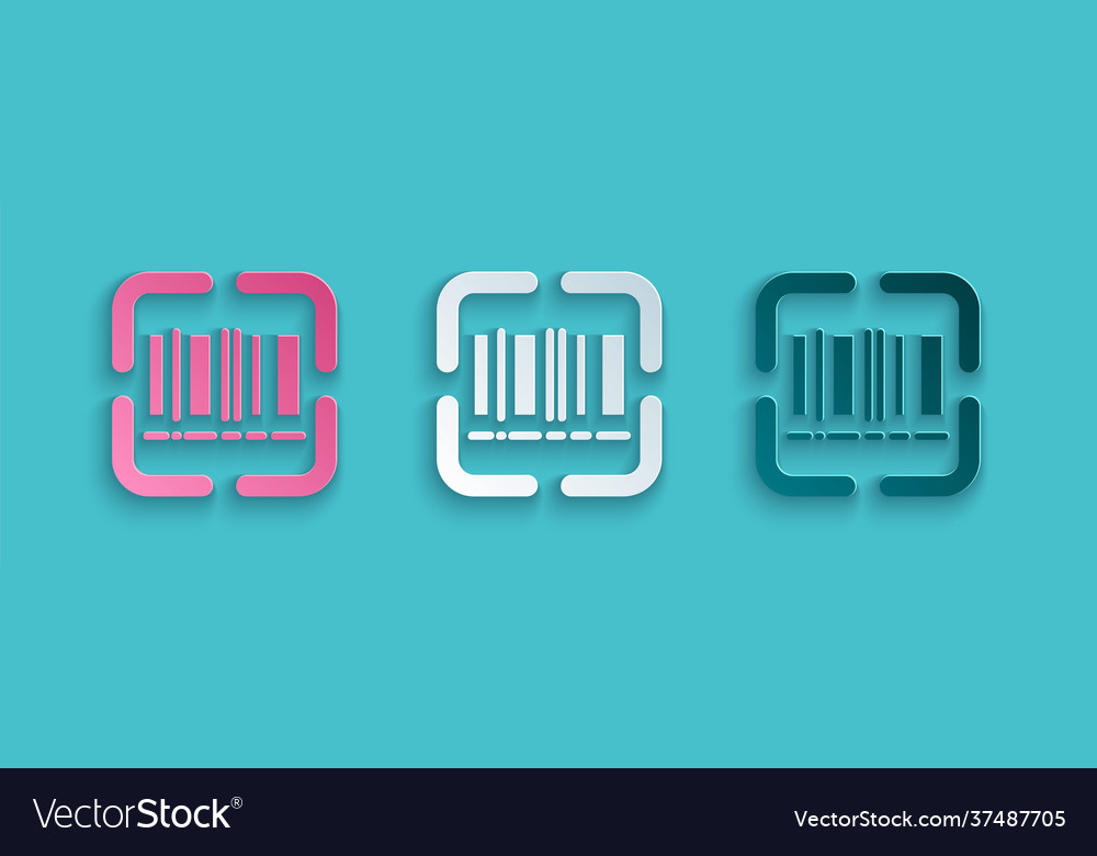 Paper cut scanner scanning bar code icon isolated Vector Image Paper cut scanner scanning bar code icon isolated
