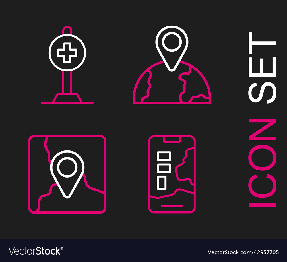 Set line city map navigation folded with location vector image Set line city map navigation folded with location