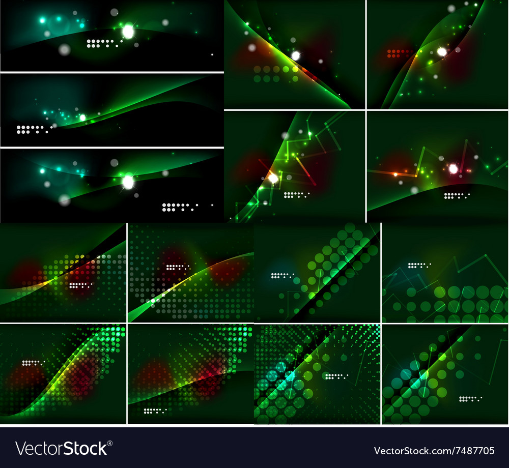 Set of glowing lines in dark space with sparkling