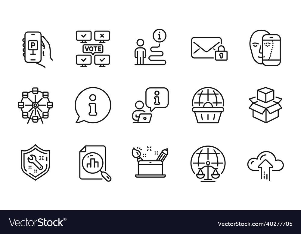 Technology icons set included icon as secure mail vector image Technology icons set included icon as secure mail