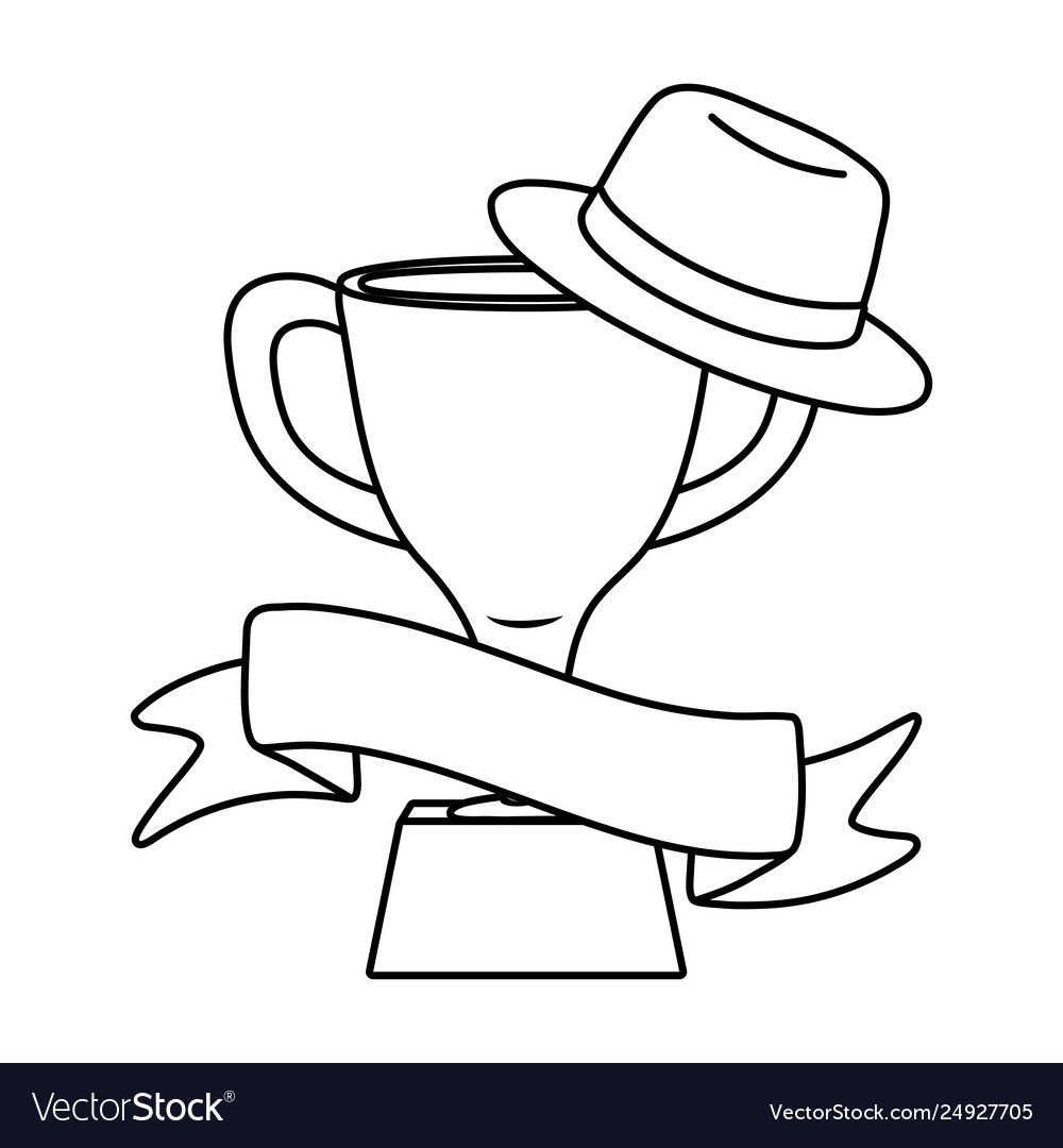 Trophy with hat and ribbon black white