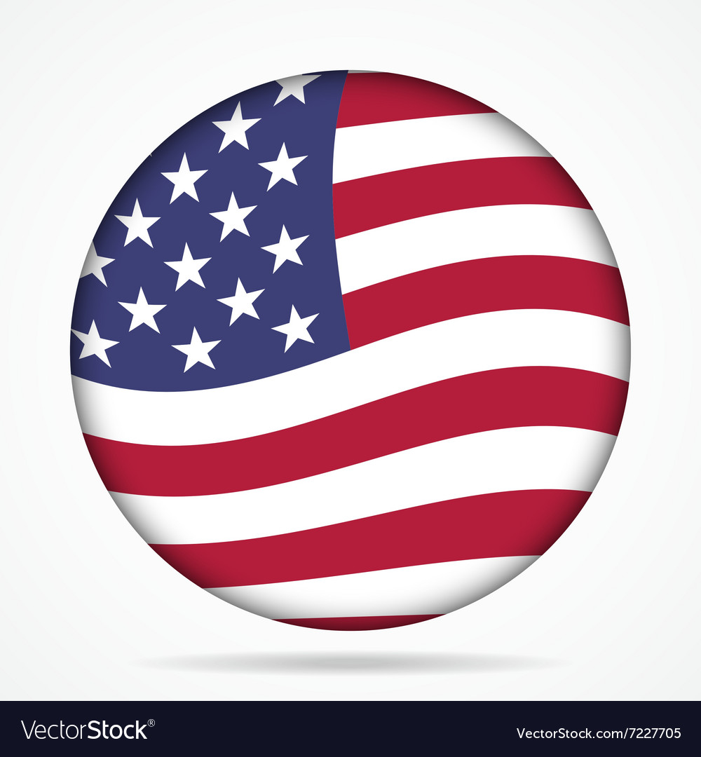 USA Flag Button with Shadow