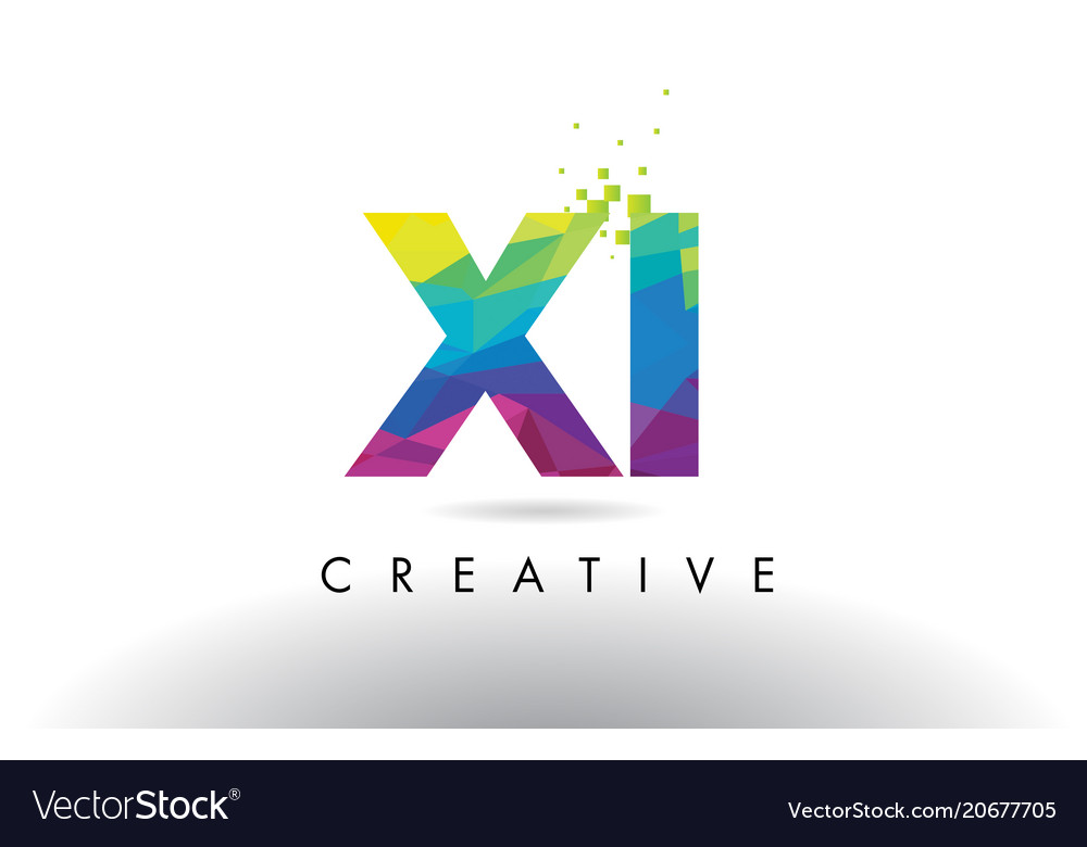 Xi x i colorful letter origami triangles design