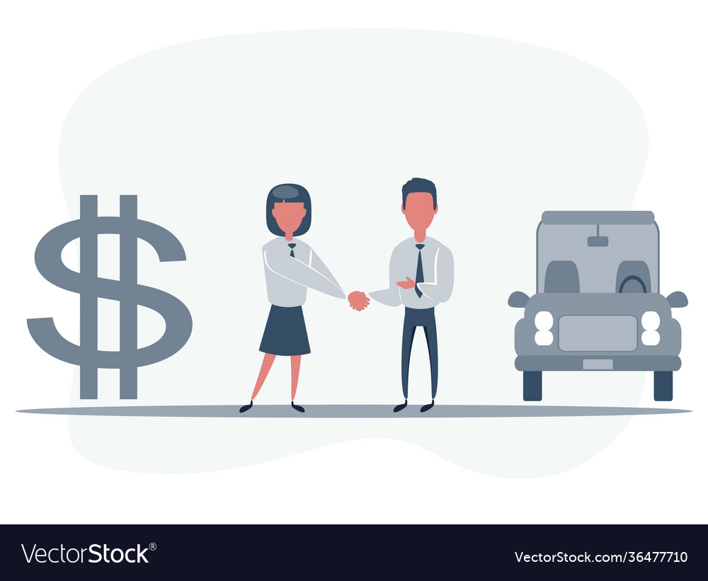 Car showroom purchase sale or rental seller vector image Car showroom purchase sale or rental seller