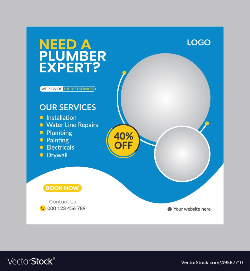 Corporate plumbing social media web banner post