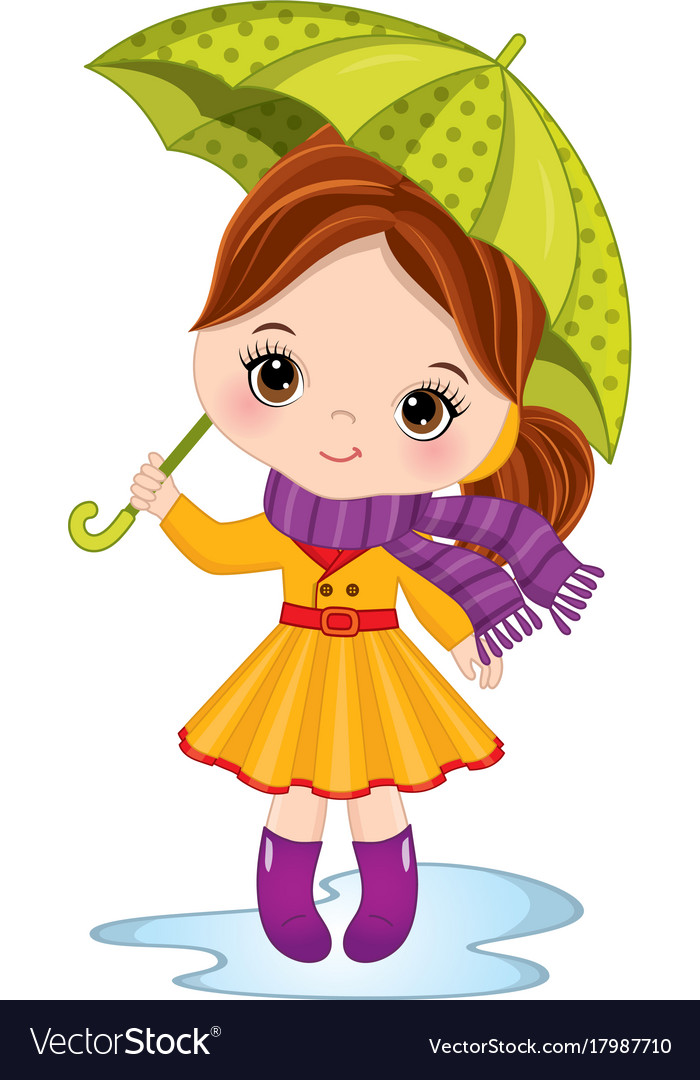 Cute little girl with umbrella Royalty Free Vector Image