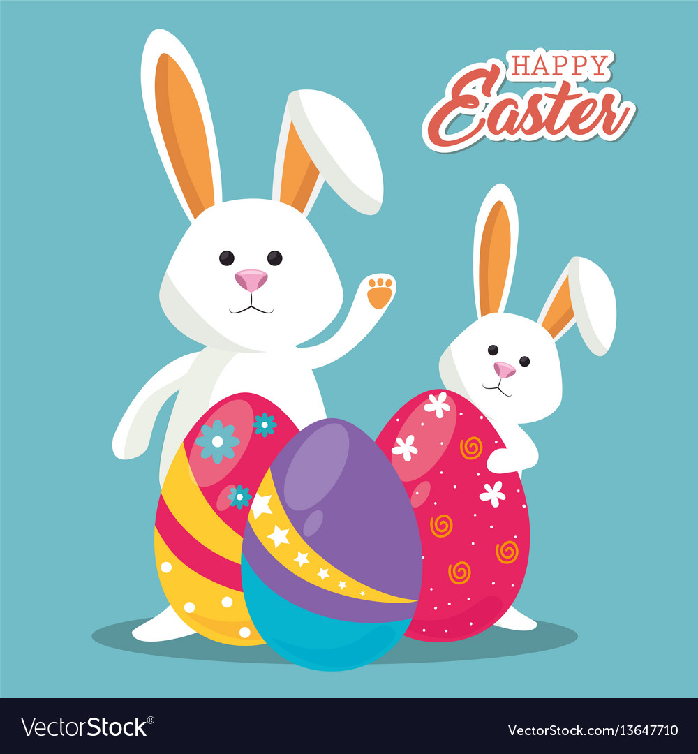 Cute rabbit happy easter