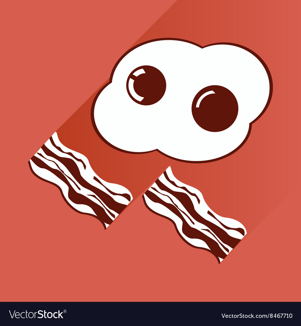 Flat with shadow icon scrambled eggs and bacon
