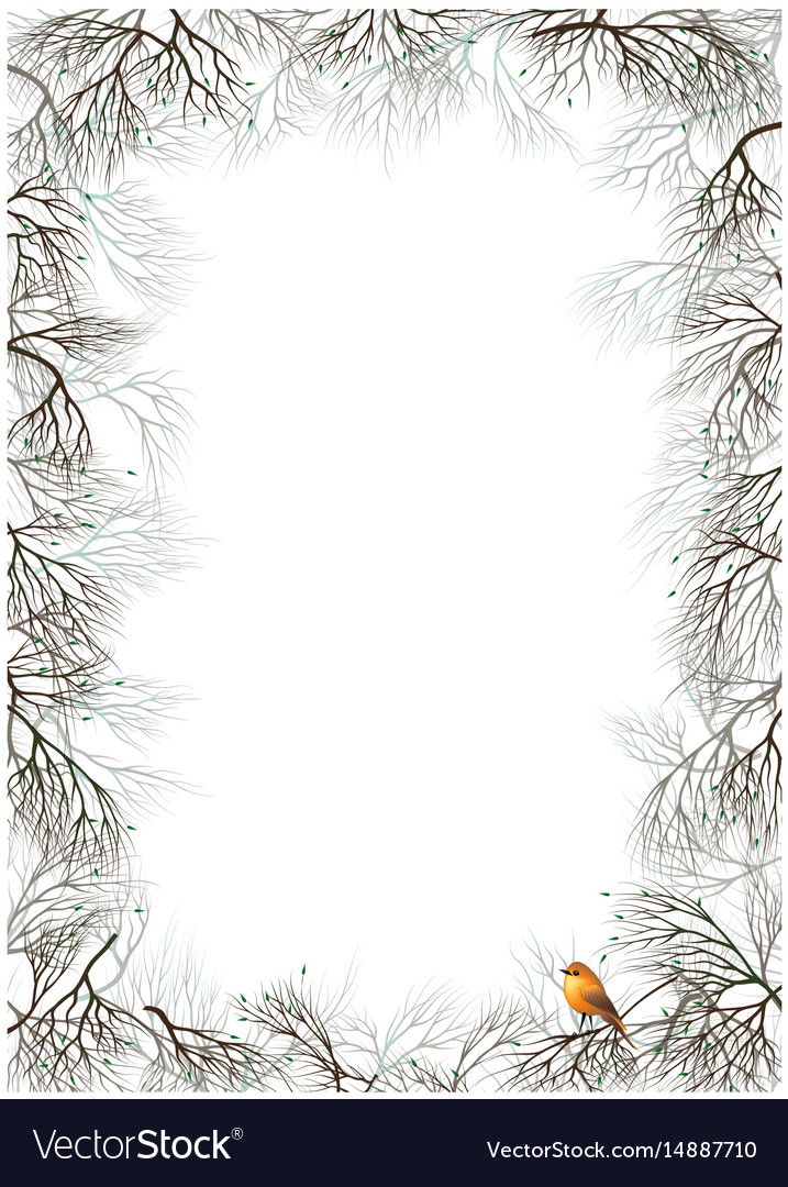 Frame for photo text branches nest with a bird