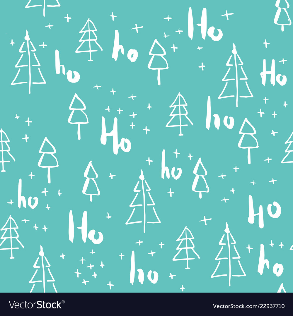 Hohoho and christmas tree seamless pattern vector image Hohoho and christmas tree seamless pattern