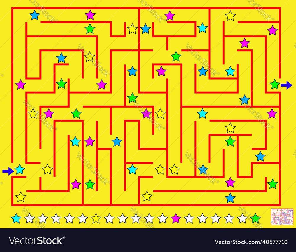 Logic puzzle with labyrinth paint the line vector image Logic puzzle with labyrinth paint the line