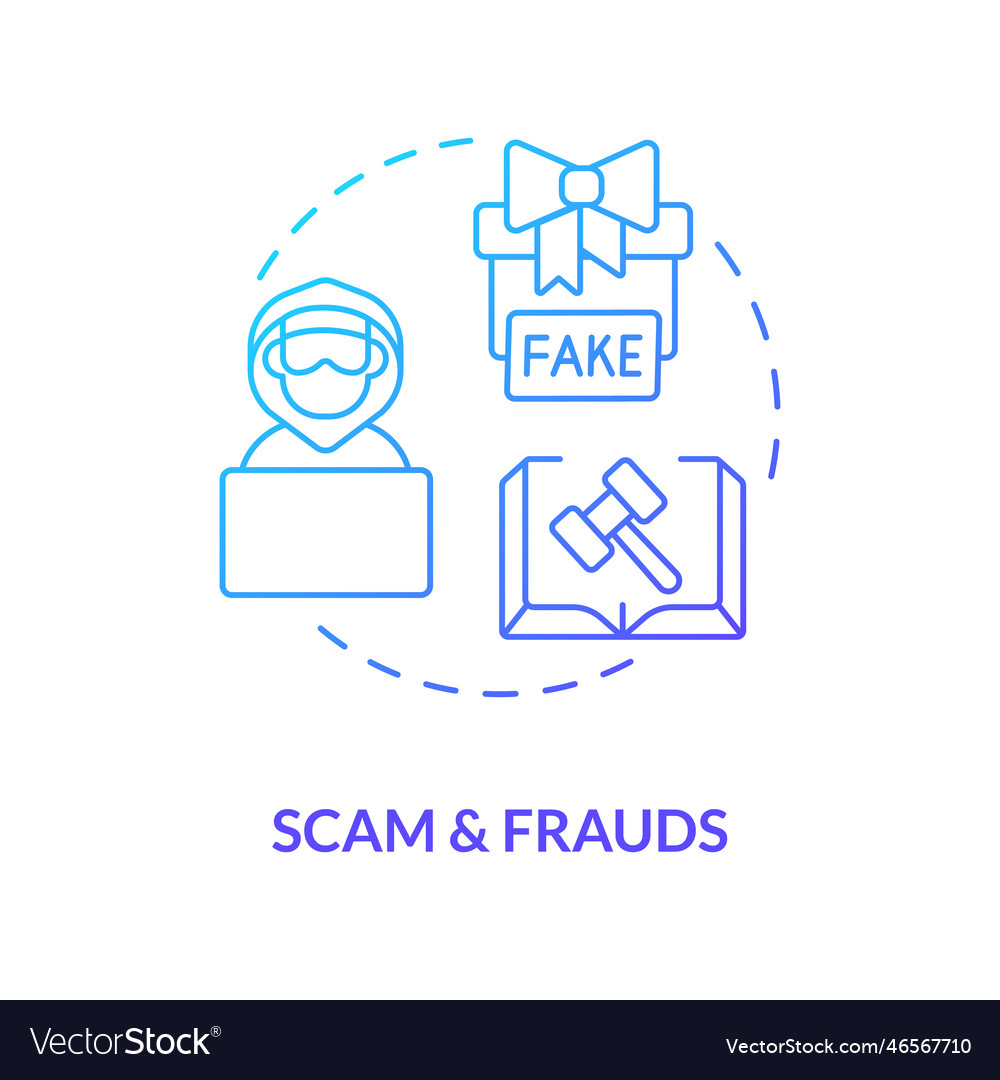 Scam and frauds blue gradient concept icon Vector Image