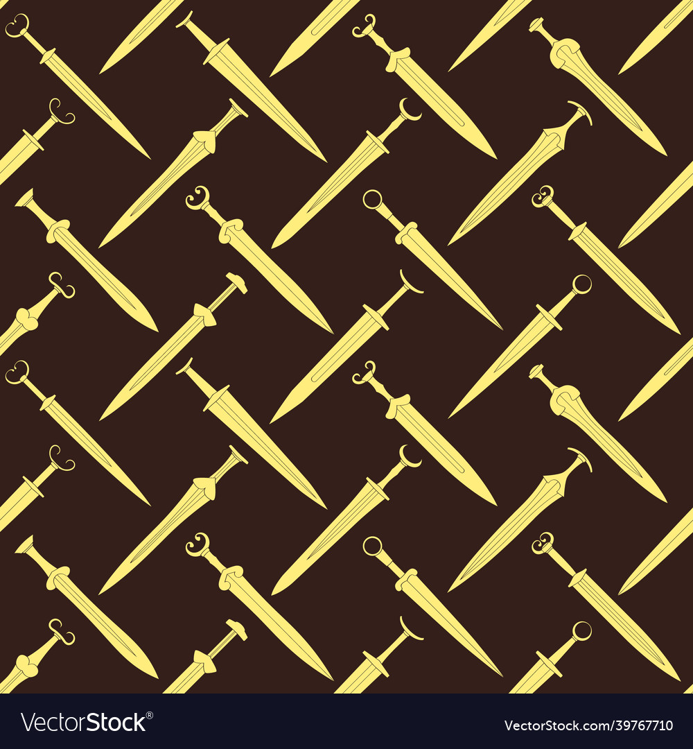 Seamless pattern with ancient swords