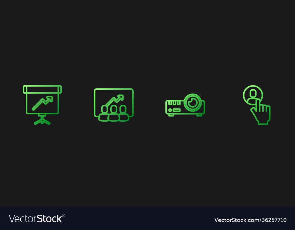 Set line media projector chalkboard with diagram Vector Image