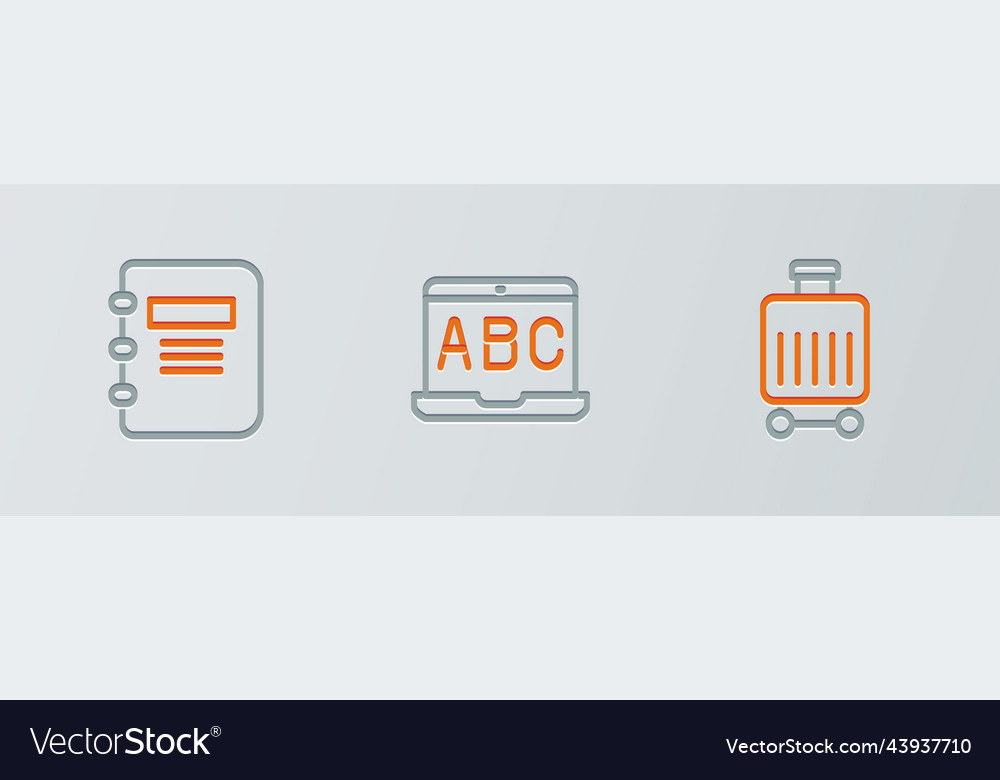 Set Line Koffer Notebook und Fremdsprache vector image Set Line Koffer Notebook und Fremdsprache