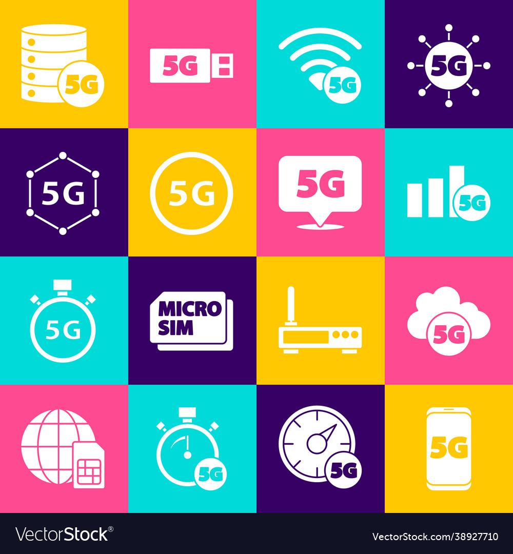 Set mobile with 5g network cloud server vector image Set mobile with 5g network cloud server