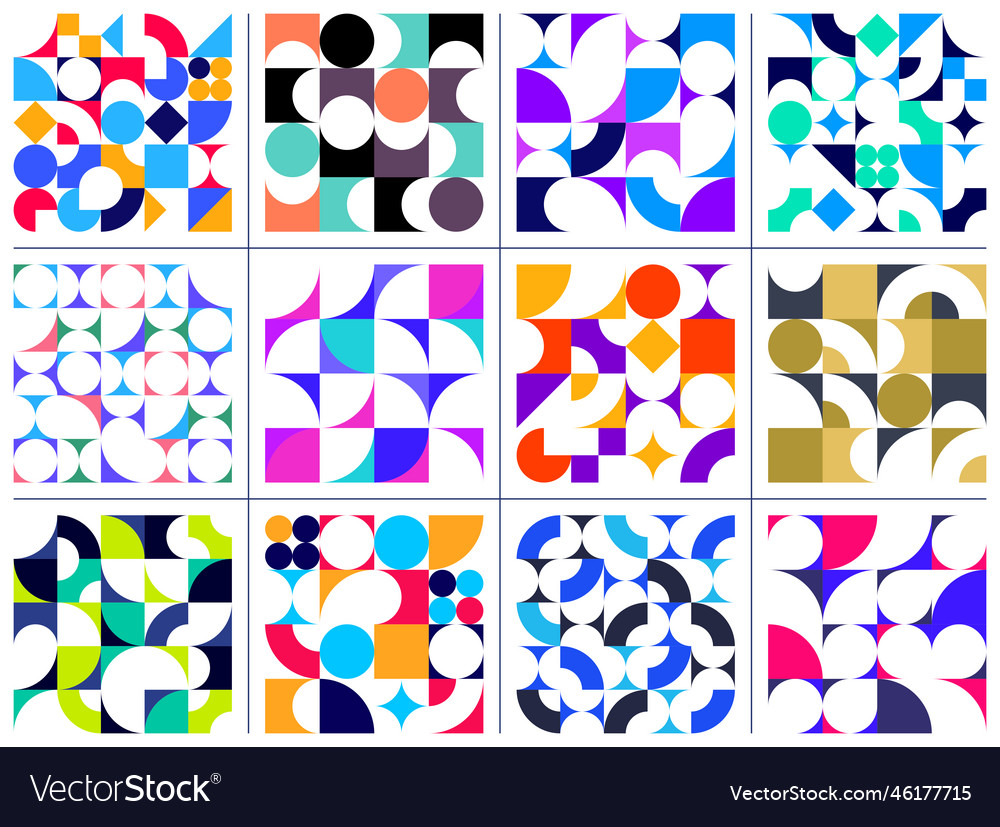 Abstract geometric seamless patterns set color