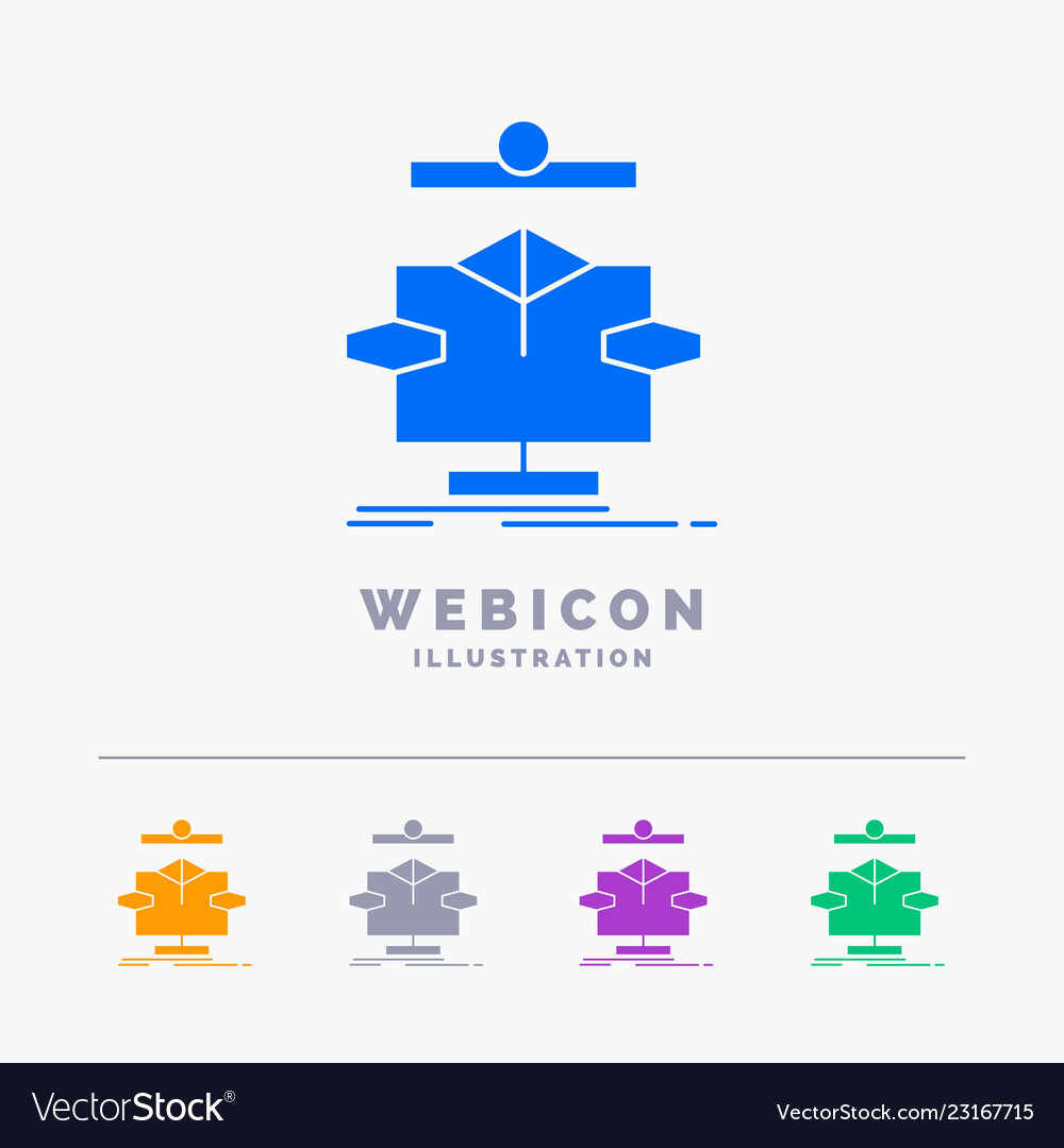 Algorithm chart data diagram flow 5 color glyph vector image Algorithm chart data diagram flow 5 color glyph