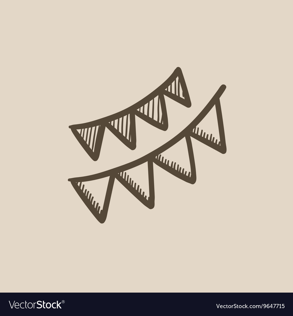 Christmas triangular flags sketch icon
