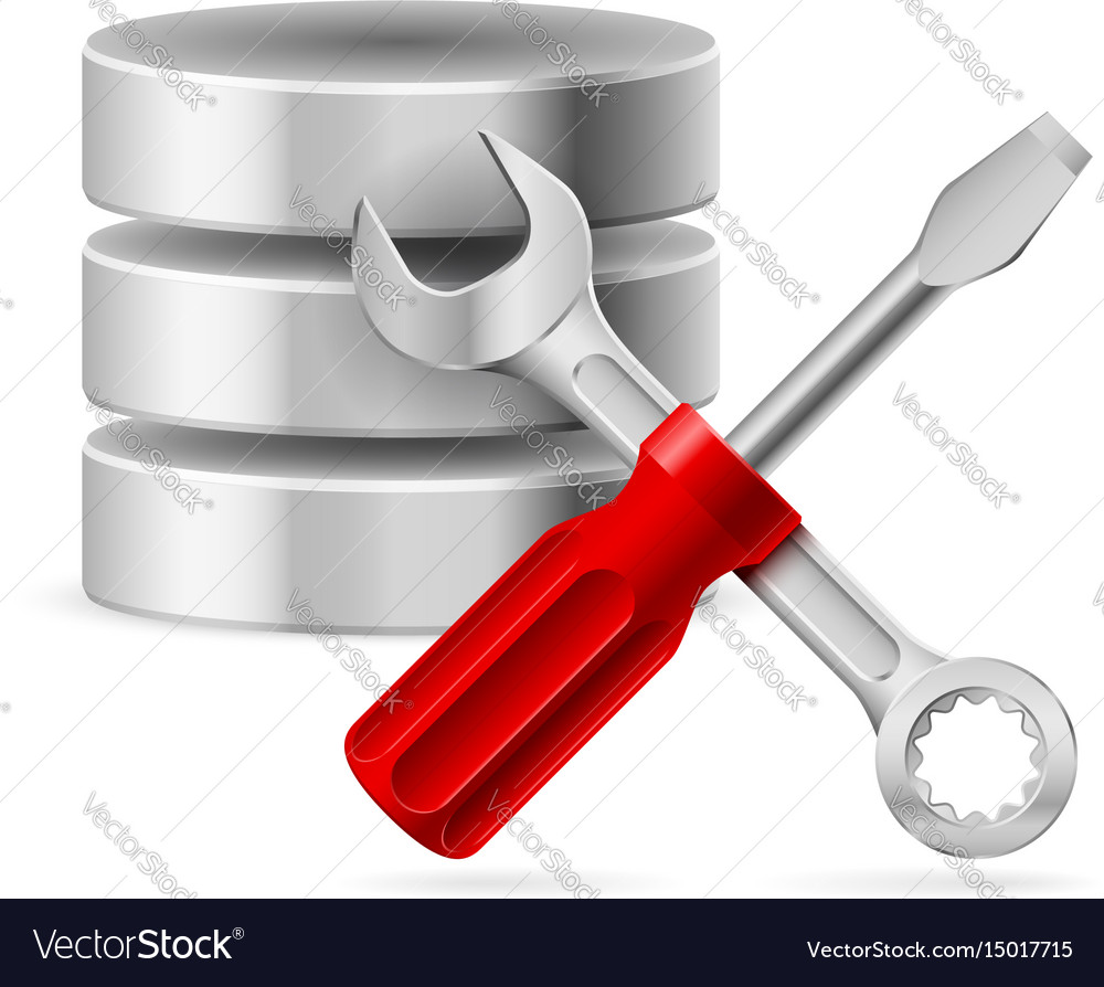 Database configuring on white background
