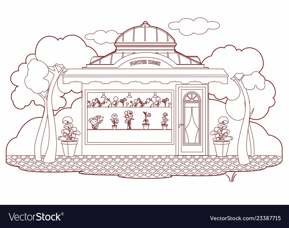 Drawing of a flowers kiosk