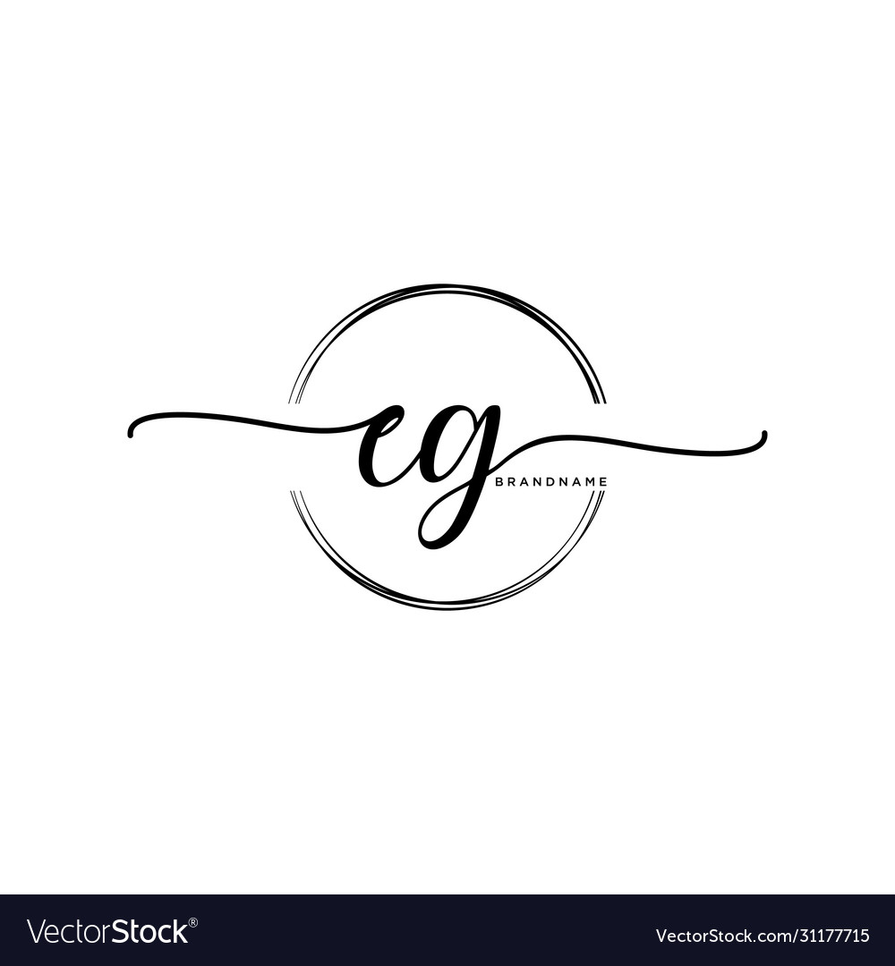 Eg initial handwriting logo with circle template Vector Image