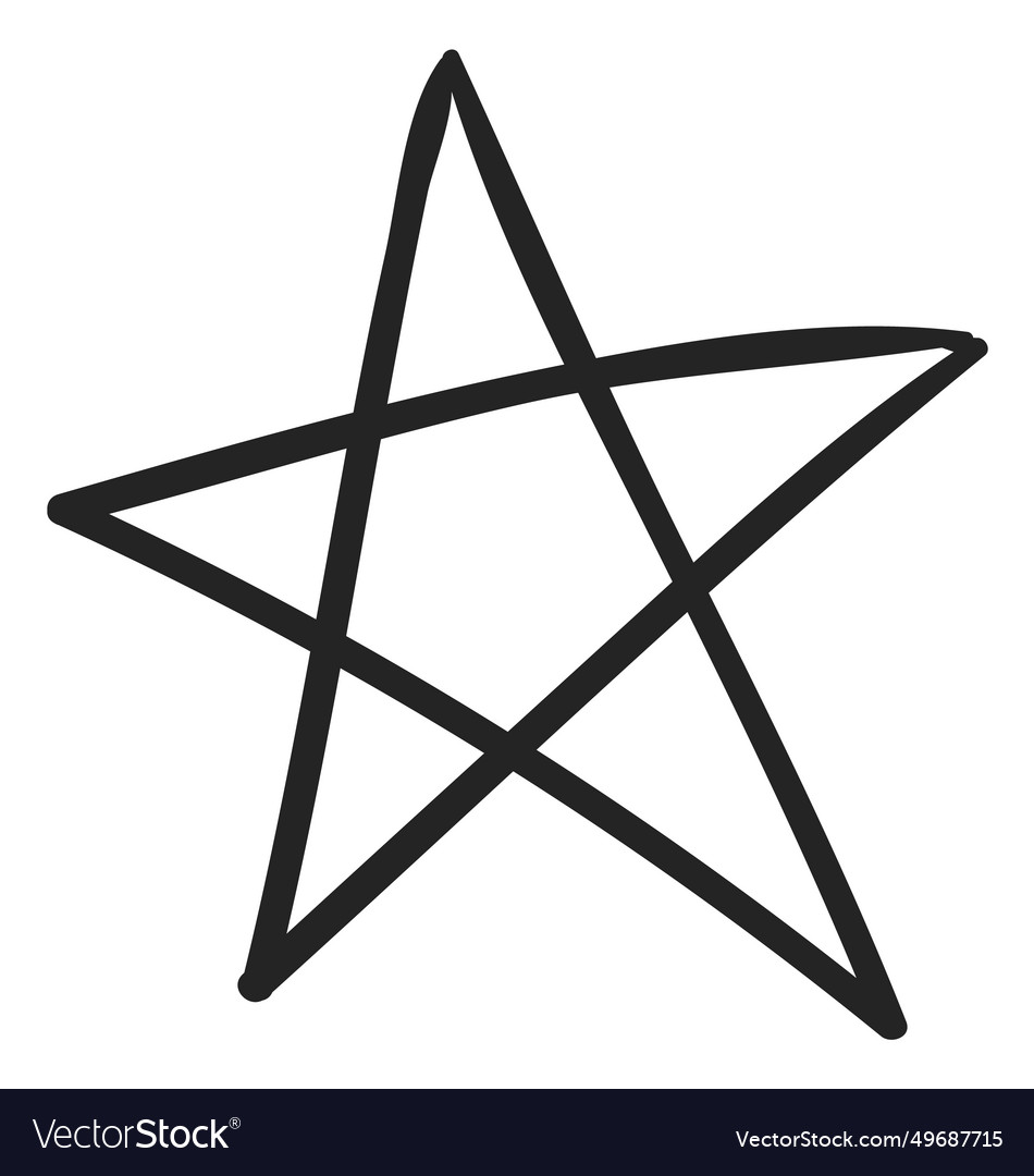 Five ray star hand drawn doodle drawing Royalty Free Vector