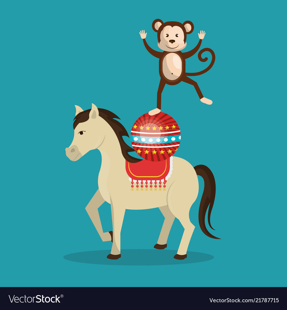 Horses and monkeys circus show vector image Horses and monkeys circus show