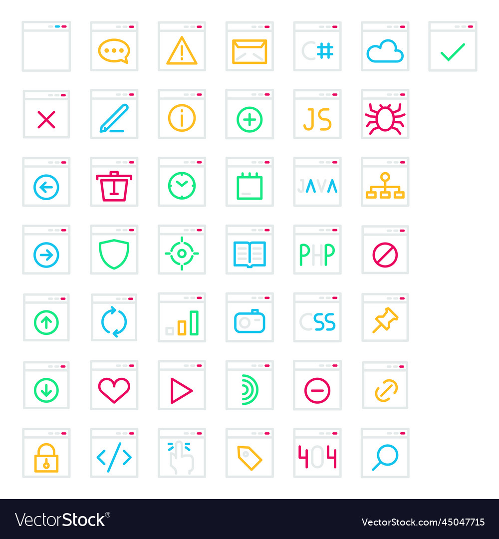 Icons set of web design and coding