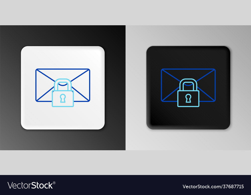 Line mail message lock password icon isolated vector image Line mail message lock password icon isolated