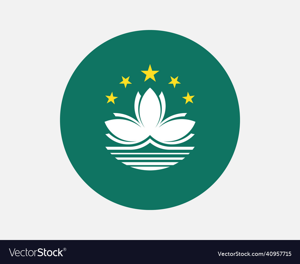 Macau macao round circle country banner flag vector image Macau macao round circle country banner flag