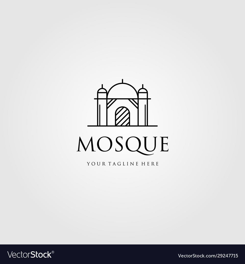 Mosque logo line art icon design Royalty Free Vector Image