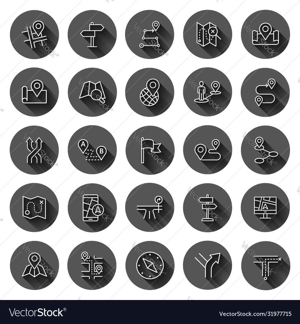 Navigation icon set in flat style gps direction vector image Navigation icon set in flat style gps direction
