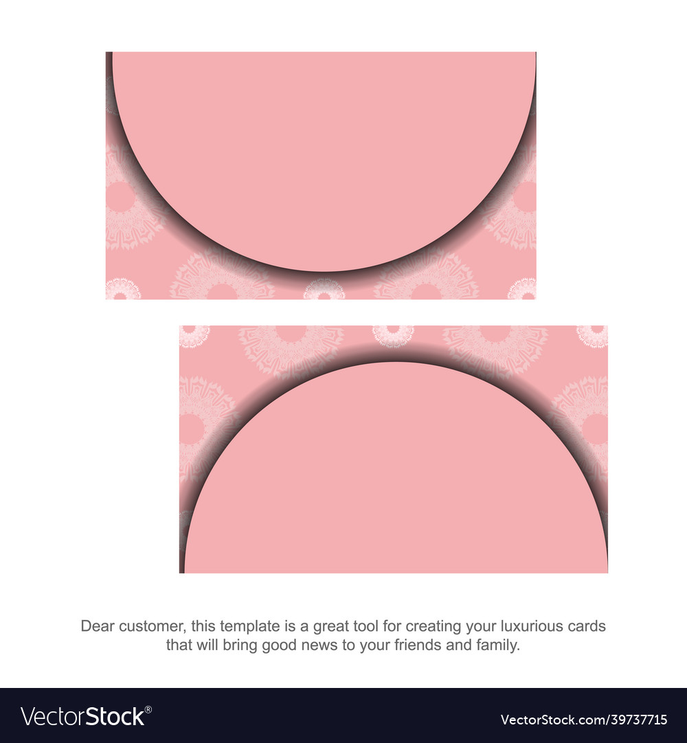Pink business card with luxurious white ornaments vector image Pink business card with luxurious white ornaments