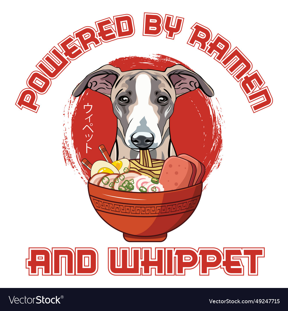 Ramen sushi whippet dog design for prints