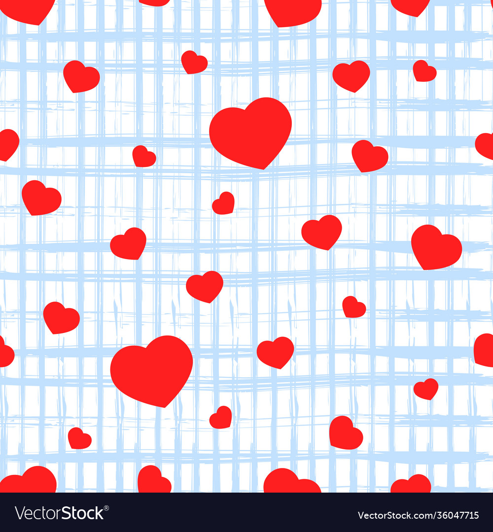 Seamless pattern with red heart texture square vector image Seamless pattern with red heart texture square