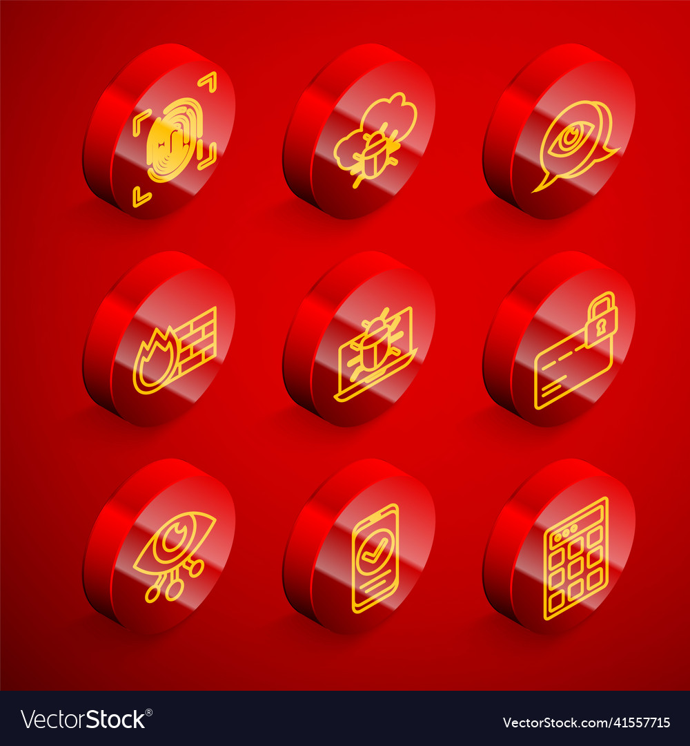 Set line fingerprint system bug on a cloud eye vector image Set line fingerprint system bug on a cloud eye