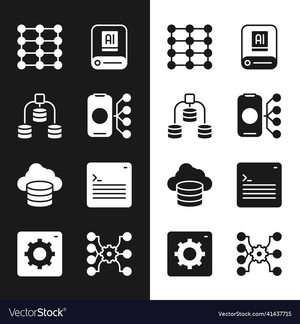 Set neural network server data artificial vector image Set neural network server data artificial