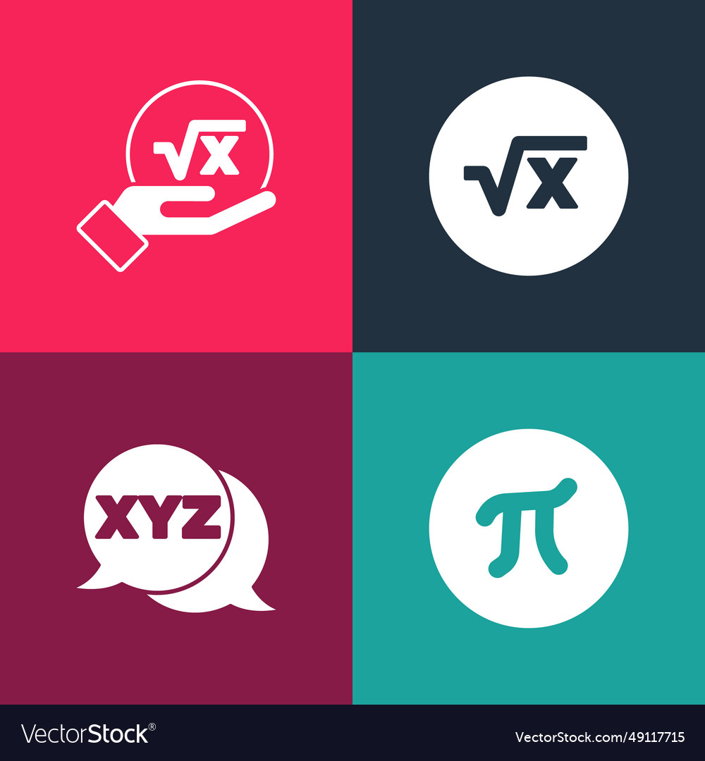 Set pop art pi symbol xyz coordinate system vector image Set pop art pi symbol xyz coordinate system
