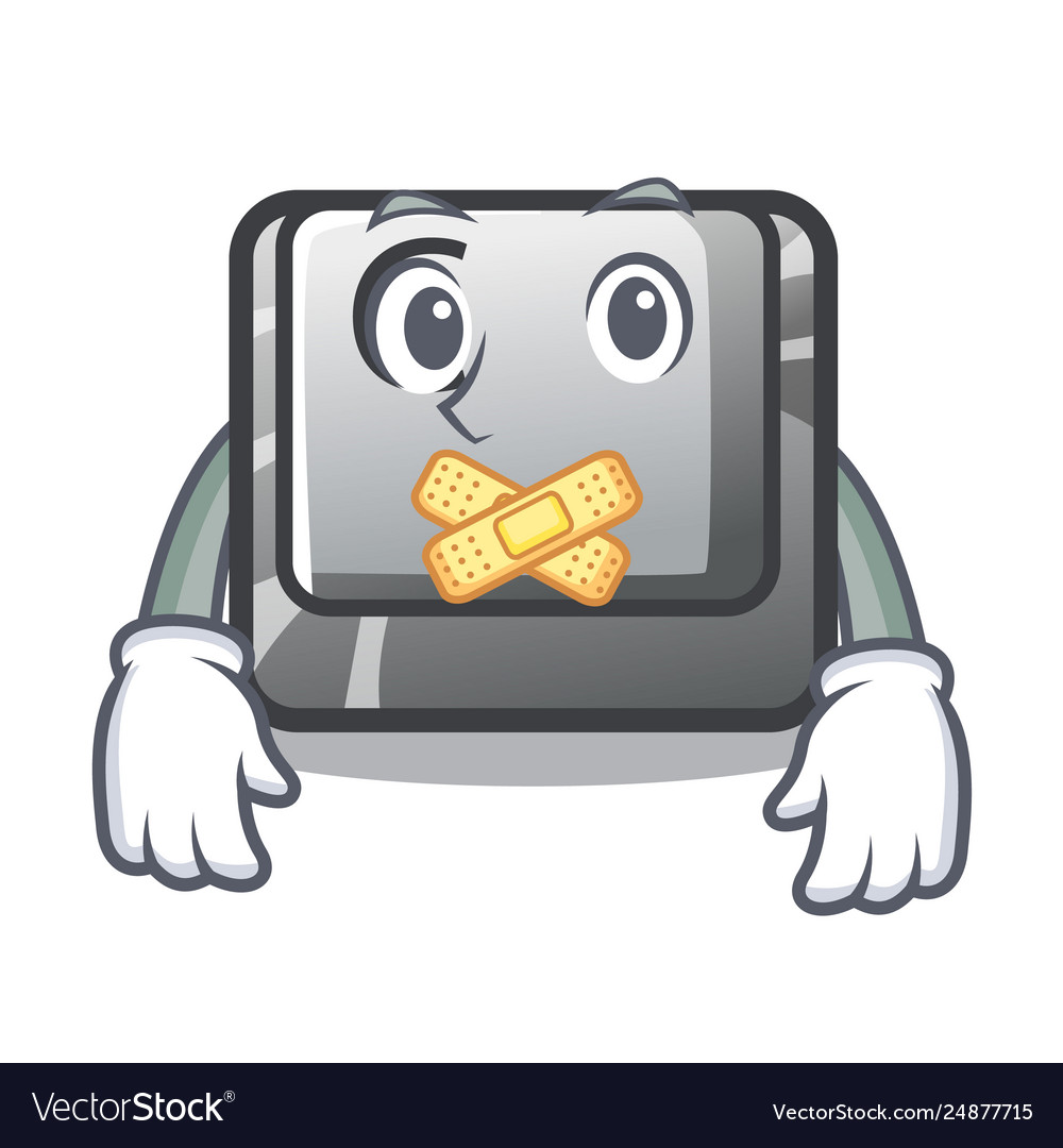 Silent button c installed on cartoon computer vector image Silent button c installed on cartoon computer