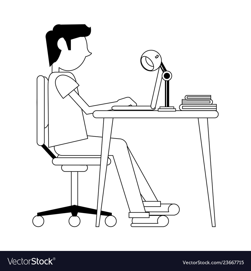 Student with computer Vector Image Student with computer