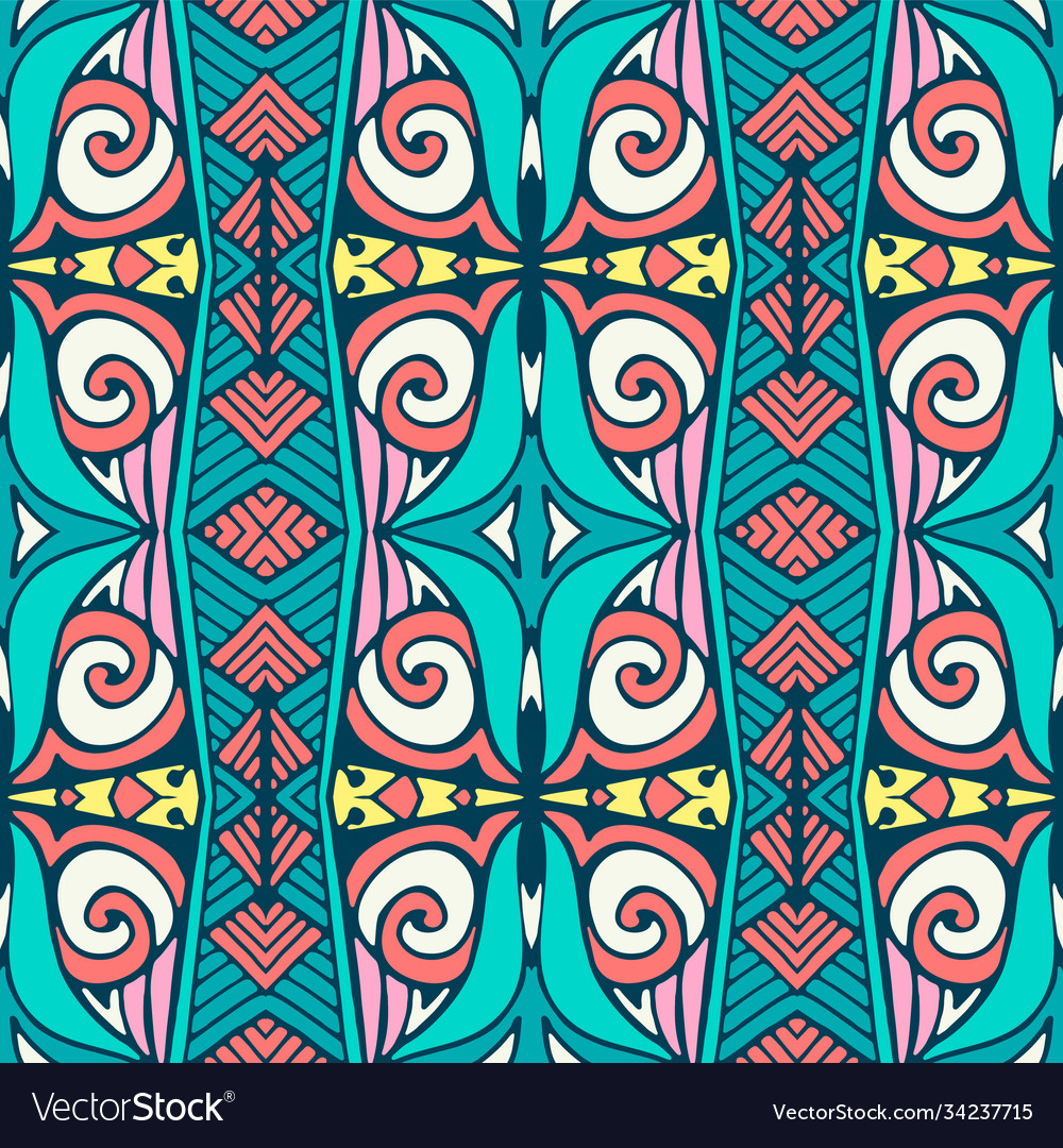 Tiled ethnic boho pattern for fabric abstract Vector Image