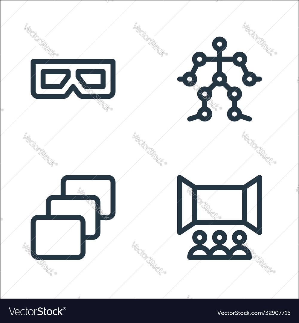 Virtual Reality Line Icons lineare Set Qualität