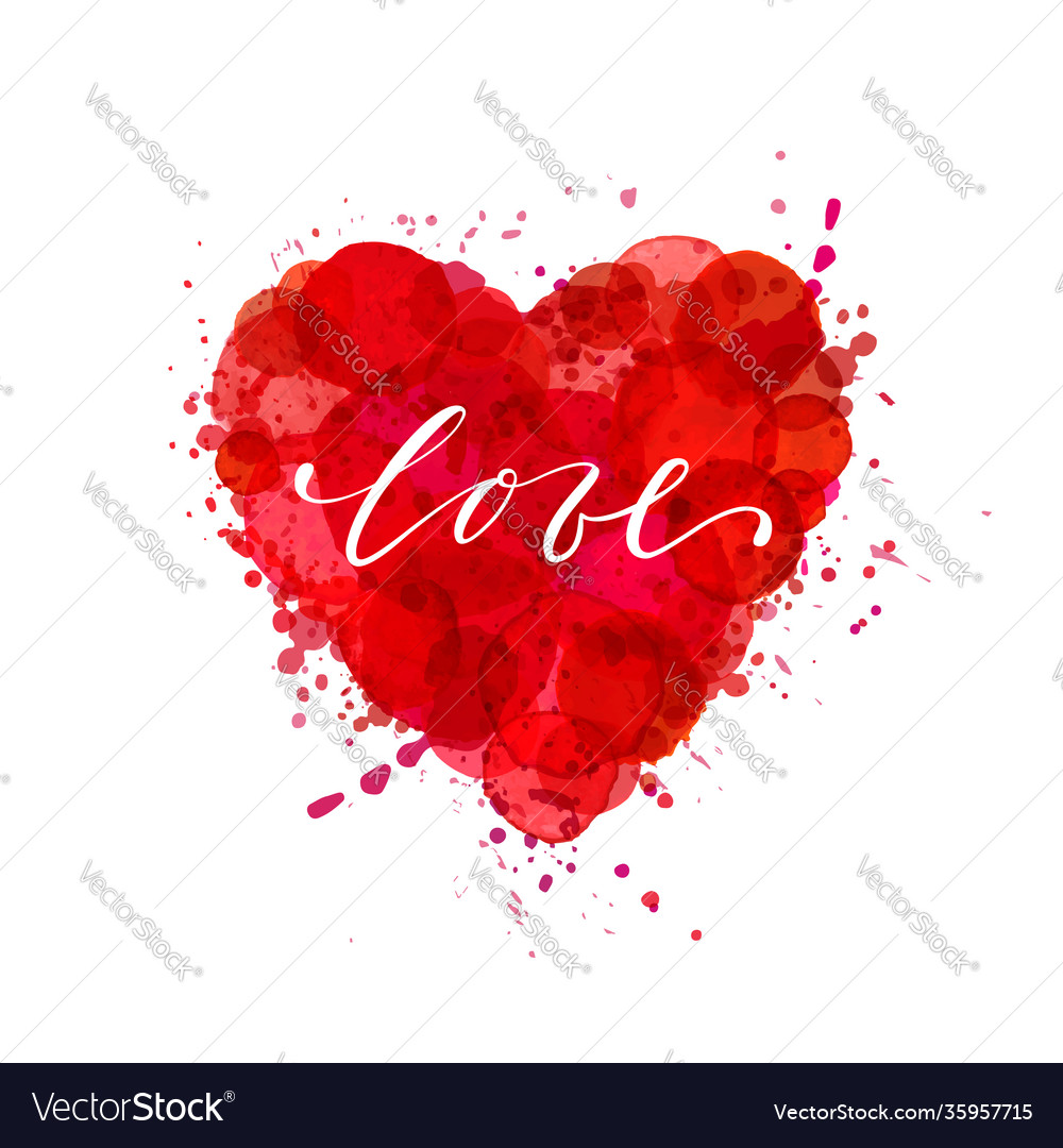 Aquarell Herz mit Liebe Script